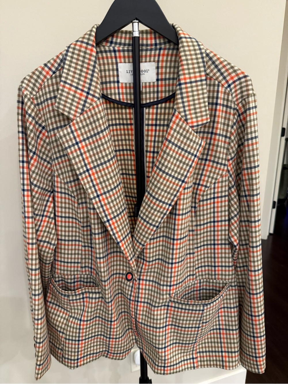 Liverpool Beige Plaid Blazer with Red & Navy Checks